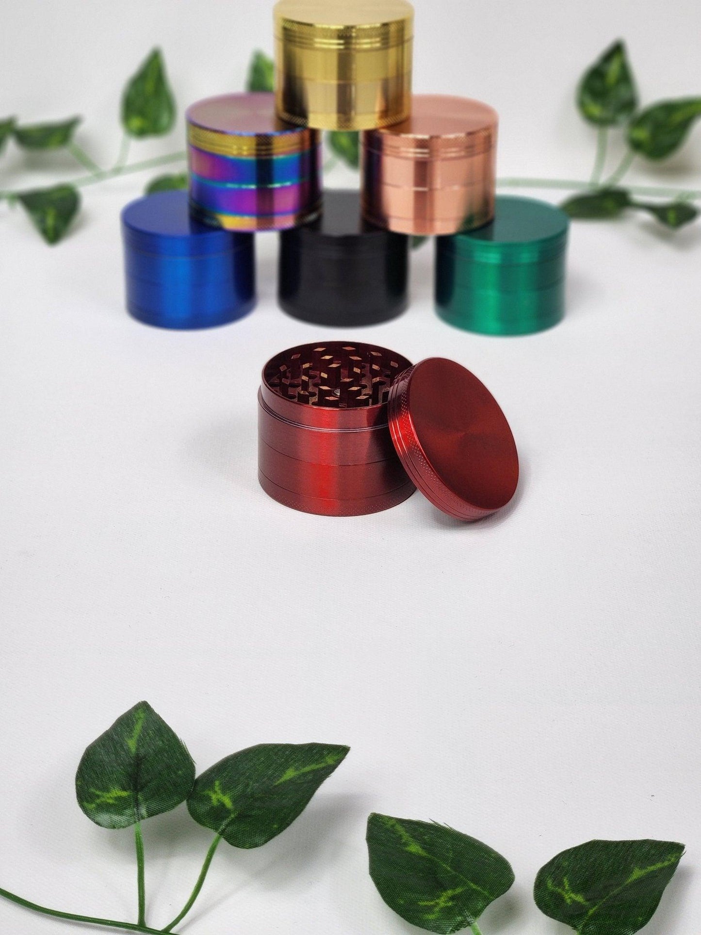 Red - 4-Part Metal Herb Grinder - The Bud Butler