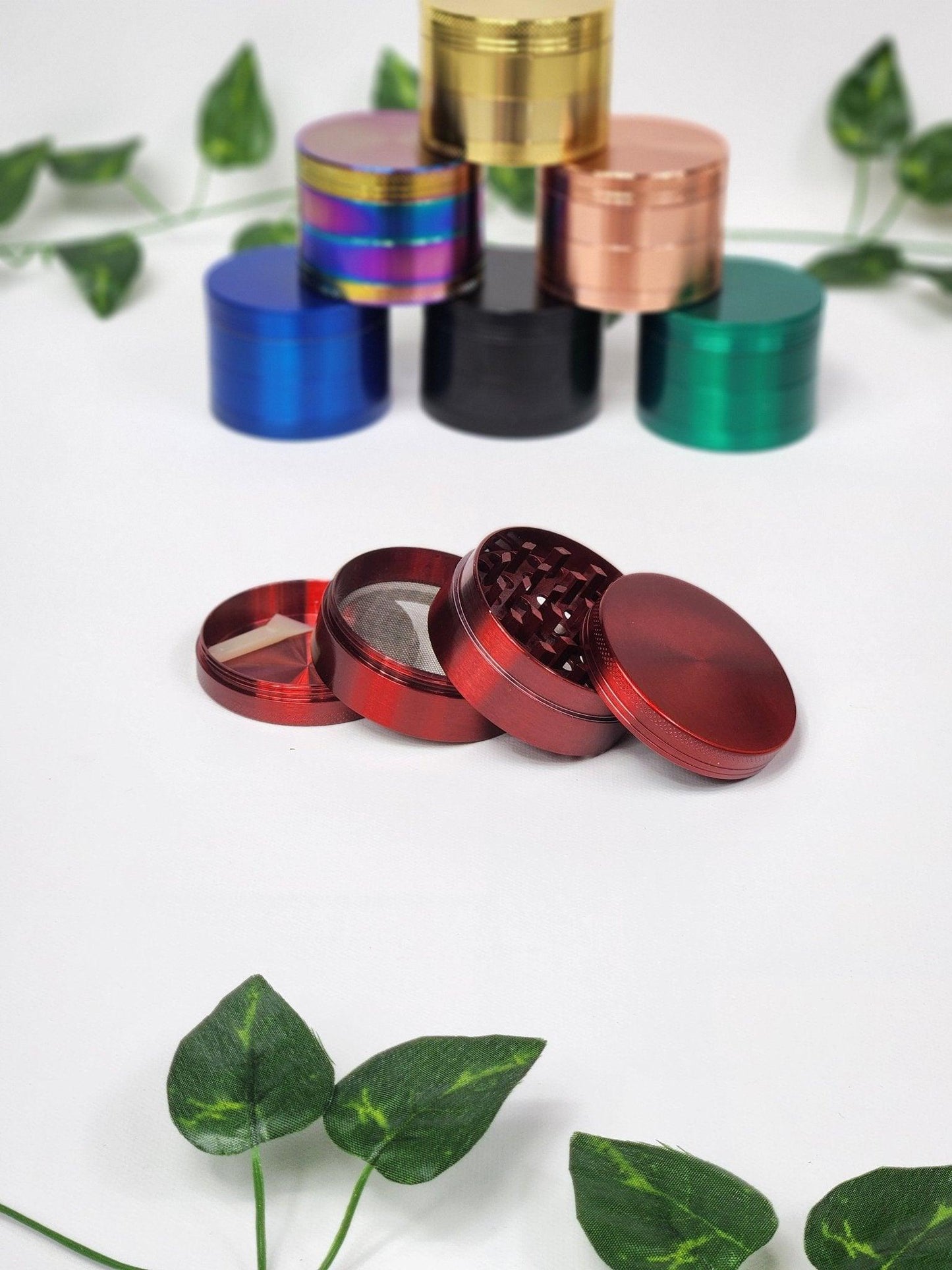 Red - 4-Part Metal Herb Grinder - The Bud Butler