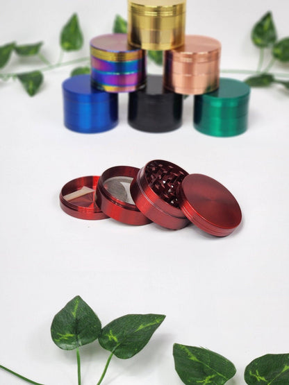 Red - 4-Part Metal Herb Grinder - The Bud Butler